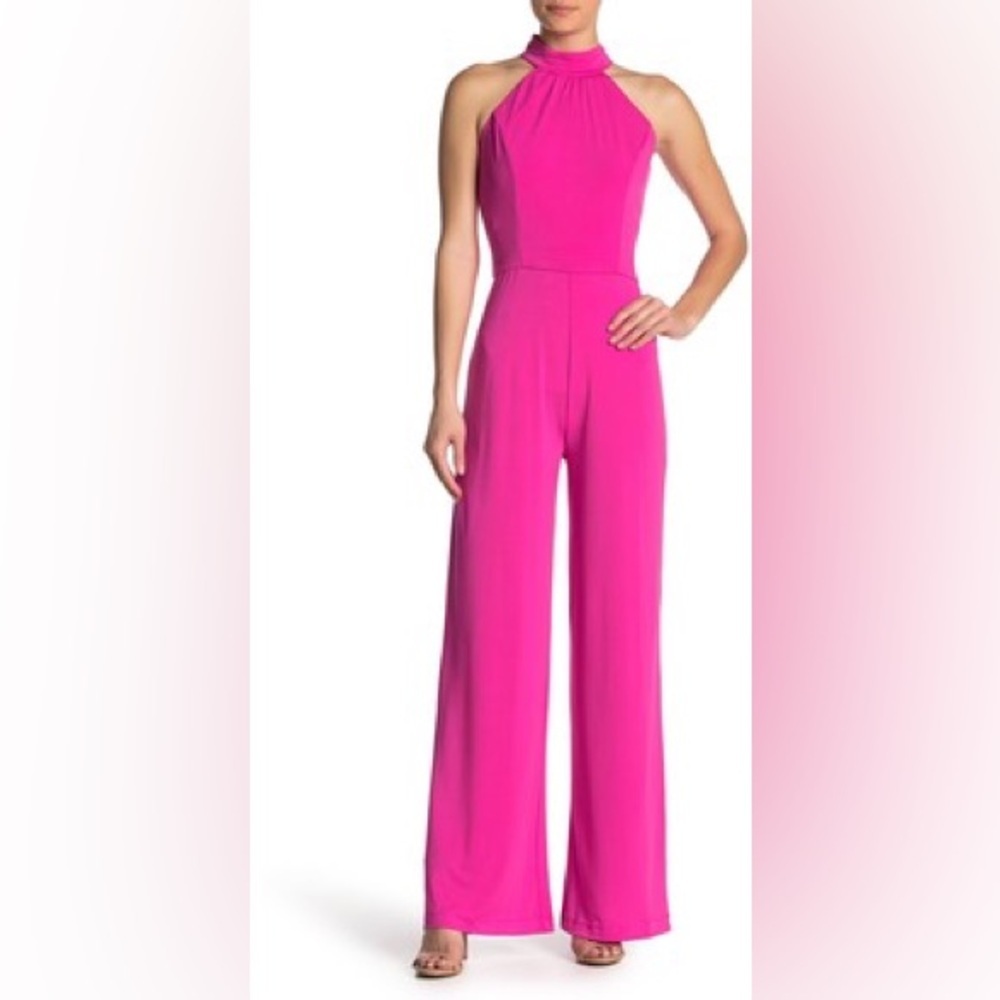 Alexia Admor Pink High Neck Wide Leg Jumpsuit